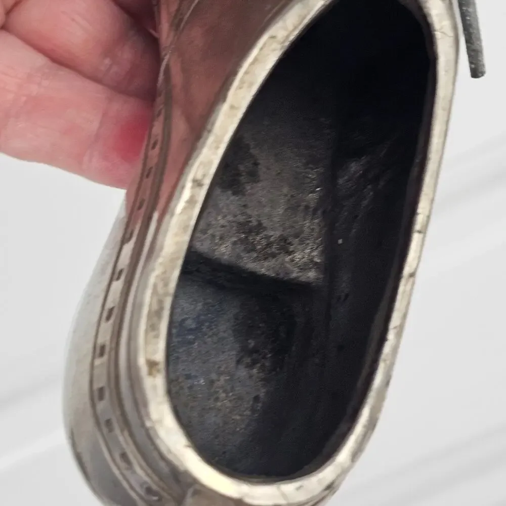 VTG silver tone metal laced up mini Oxford shoe pincushion base